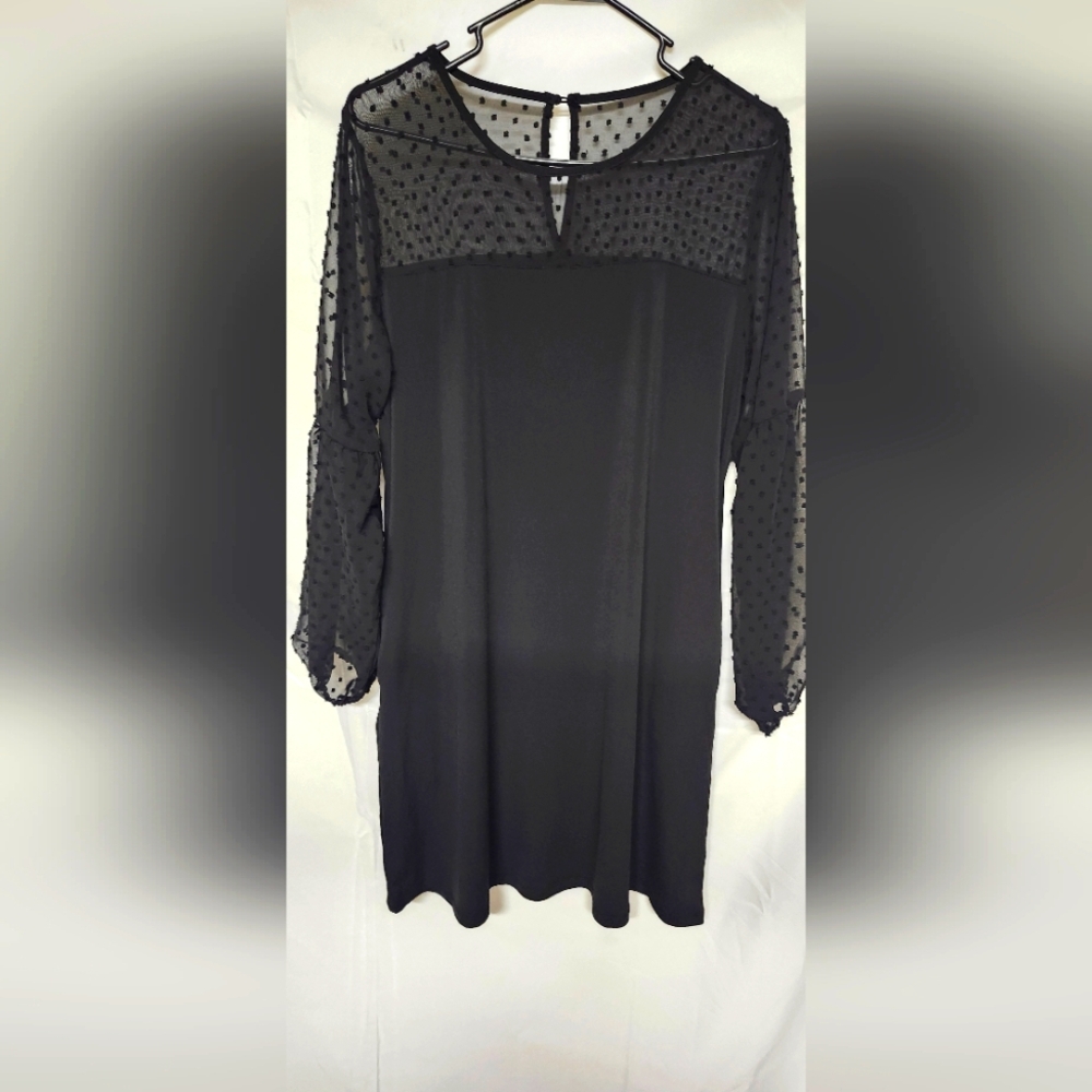 Black Sheer Polka Dot Dress